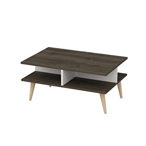 Dekorosso Poloo Ahşap Ayaklı Modern Dekoratif Orta Sehpa 90cm Beyaz-ceviz