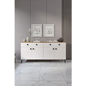 Livia Konsol – 180 Cm Aytaşı Ceviz 4 Kapaklı 2 Çekmeceli Modern Konsol