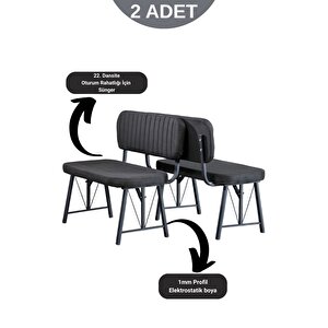 Elfin 70x110cm Sabit Atlantik, Yemek Masası, Yemek Masası Takımı, 2 Siyah Benchli