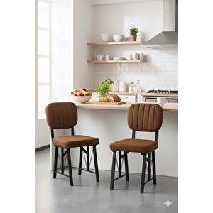 Elfin 70x110 Efes Yemek Masası, Yemek Masası Takımı, 2 Sandalye 1 Bench - Kahverengi