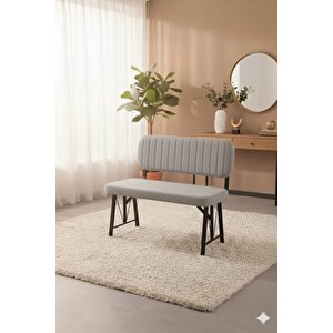 Elfin 70x110 Atlantik Yemek Masası, Yemek Masası Takımı, 2 Sandalye 1 Bench - Gri