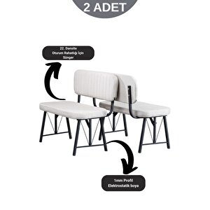 Elfin 70x110cm Sabit Beyaz, Yemek Masası, Yemek Masası Takımı, 2 Krem Benchli