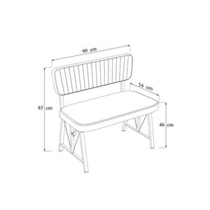Elfin 70x110 Beyaz Yemek Masası, Yemek Masası Takımı, 2 Sandalye 1 Bench - Gri