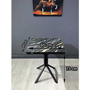 Mercan Luanda Mermer 2 Kişilik Kare Mutfak Yemek Masası Takımı 2+1 Keten Gri 60 Cm