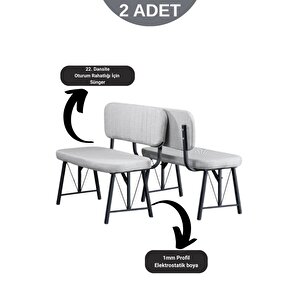 Elfin 70x110cm Sabit Bendir, Yemek Masası, Yemek Masası Takımı, 2 Gri Benchli