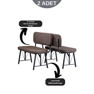 Elfin 70x110cm Sabit Atlantik, Yemek Masası, Yemek Masası Takımı, 2 Kahverengi Benchli