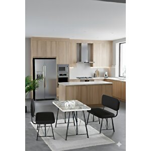 Elfin 70x110cm Sabit Efes, Yemek Masası, Yemek Masası Takımı, 2 Siyah Benchli