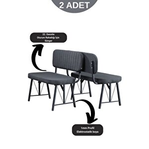 Elfin 70x110cm Sabit Atlantik, Yemek Masası, Yemek Masası Takımı, 2 Antrasit Benchli