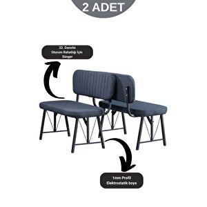 Elfin 70x110cm Sabit Bendir, Yemek Masası, Yemek Masası Takımı, 2 Lacivert Benchli