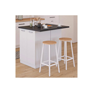 Melo Mutfak Adası- Çok Amaçlı Dolap-erzak-mutfak-kiler Dolabı-kahve Köşesi-beyaz-115 Cm-çift Taraflı