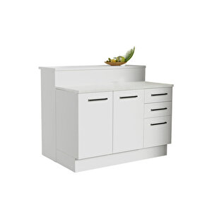 Victor Mutfak Adası Alt Modül 120 Cm- Tezgah Dahil-çok Amaçlı Dolap-alt Modül-2 Kapaklı 3 Çekmeceli