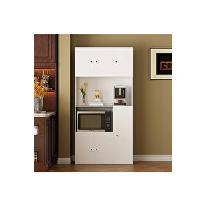Talha Çok Amaçlı Dolap-mikrodalga-erzak-airfryer-mutfak-kiler Dolabı-kahve Köşesi-beyaz-90 Cm