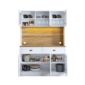 Blesk İnce Kum Aydınlatmalı Kahve Köşesi Dolabı – Raflı, Çekmeceli