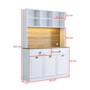 Blesk İnce Kum Aydınlatmalı Kahve Köşesi Dolabı – Raflı, Çekmeceli