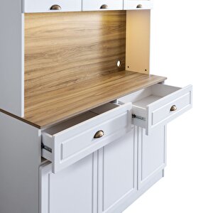 Blesk İnce Kum Aydınlatmalı Kahve Köşesi Dolabı – Raflı, Çekmeceli