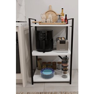 3 Katlı Metal Ahşap Mutfak Rafı ,çok Amaçlı Mutfak Organizer Raf Ünitesi ,kahve Köşesi Mutfak Dolabı