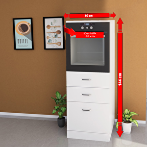 Mutfak Ankastre Fırın & kiler Dolabı 3 Çekmeceli 60 Cm kısa Boy