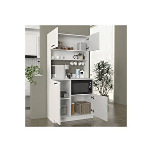 Lexa Çok Amaçlı Dolap-mikrodalga-erzak-airfryer-mutfak-kiler Dolabı-kahve Köşesi-beyaz-90 Cm