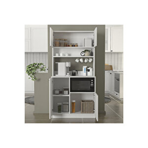 Lexa Çok Amaçlı Dolap-mikrodalga-erzak-airfryer-mutfak-kiler Dolabı-kahve Köşesi-beyaz-90 Cm