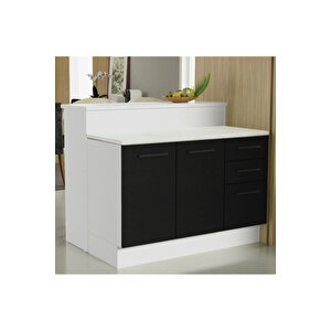 Victor Mutfak Adası Alt Modül 120 Cm- Tezgah Dahil-çok Amaçlı Dolap-alt Modül-2 Kapaklı 3 Çekmeceli