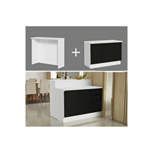 Victor Mutfak Adası Alt Modül 120 Cm- Tezgah Dahil-çok Amaçlı Dolap-alt Modül-2 Kapaklı 3 Çekmeceli