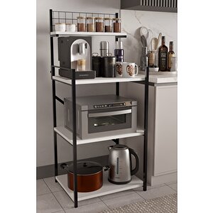 4 Katlı Kahve Köşesi, Ayarlanabilir Üst Raf ,metal Ahşap Mutfak Rafı ,küçük Ev Aletleri Düzenleyici