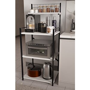 Steel Design 4 Katlı Kahve Köşesi, Ayarlanabilir Üst Raf ,metal Ahşap Mutfak Rafı ,küçük Ev Aletleri Düzenleyici