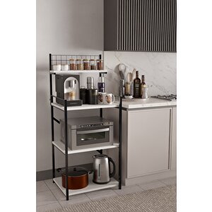 Steel Design 4 Katlı Kahve Köşesi, Ayarlanabilir Üst Raf ,metal Ahşap Mutfak Rafı ,küçük Ev Aletleri Düzenleyici