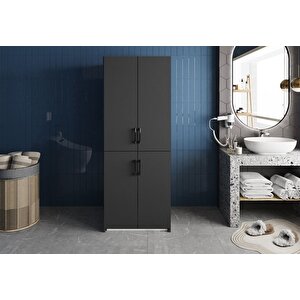 Bohem Çamaşır Ve Kurutma Makinesi Dolabı Banyo Dolabı Füme- Ücretsiz Kurulum