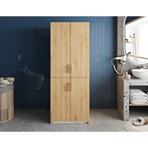 Bohem Çamaşır Ve Kurutma Makinesi Dolabı Banyo Dolabı Meşe- Ücretsiz Kurulum