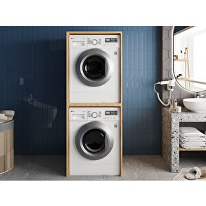 Bohem Çamaşır Ve Kurutma Makinesi Dolabı Banyo Dolabı Meşe- Ücretsiz Kurulum