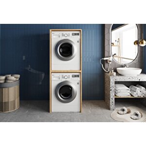 Bohem Çamaşır Ve Kurutma Makinesi Dolabı Banyo Dolabı Meşe- Ücretsiz Kurulum