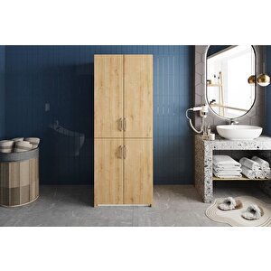 Bohem Çamaşır Ve Kurutma Makinesi Dolabı Banyo Dolabı Meşe- Ücretsiz Kurulum