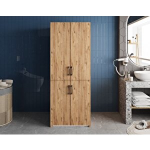 Bohem Çamaşır Ve Kurutma Makinesi Dolabı Banyo Dolabı Çam- Ücretsiz Kurulum