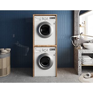 Bohem Çamaşır Ve Kurutma Makinesi Dolabı Banyo Dolabı Çam- Ücretsiz Kurulum