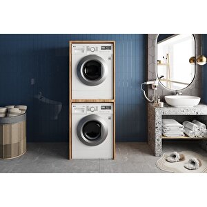 Bohem Çamaşır Ve Kurutma Makinesi Dolabı Banyo Dolabı Çam- Ücretsiz Kurulum