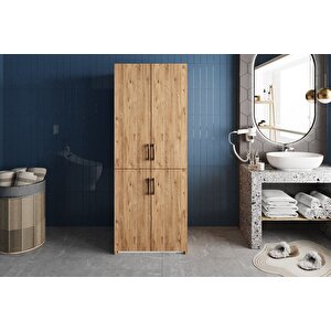 Bohem Çamaşır Ve Kurutma Makinesi Dolabı Banyo Dolabı Çam- Ücretsiz Kurulum
