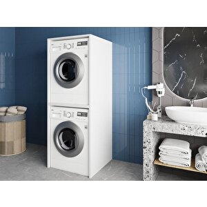 Bohem Çamaşır Ve Kurutma Makinesi Dolabı Banyo Dolabı Beyaz- Ücretsiz Kurulum