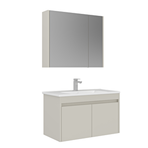 Arno Kapaklı 85 Cm Banyo Dolabı Takımı Parlak Kaşmir