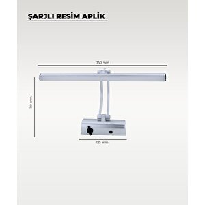 Şarjlı Krom Flüt Aplik 3200k Sarı Işık – Elektrik Gerektirmez