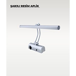 Şarjlı Krom Flüt Aplik 3200k Sarı Işık – Elektrik Gerektirmez