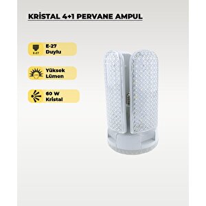 60w Kristal Pervane 4+1 Kanatlı Ampul 6500k Beyaz Işık