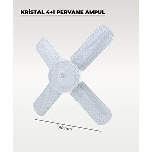 60w Kristal Pervane 4+1 Kanatlı Ampul 6500k Beyaz Işık