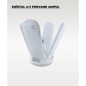 60w Kristal Pervane 4+1 Kanatlı Ampul 6500k Beyaz Işık