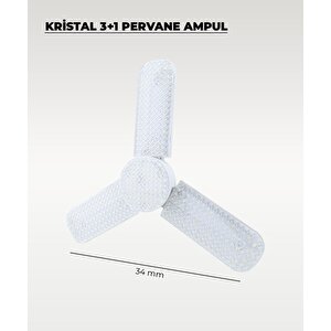 40w Kristal Pervane 3+1 Kanatlı Ampul 6500k Beyaz Işık