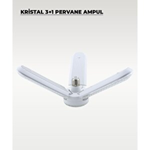 40w Kristal Pervane 3+1 Kanatlı Ampul 6500k Beyaz Işık