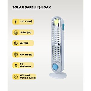 60w Solar / 220v Şarjlı Işıldak - Askı Aparatlı Ve Ayaklı - Su Geçirmez