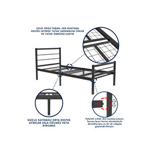 Chester Tek Kişilik Ferforje Metal Karyola