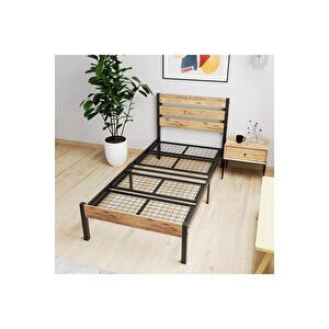 Arowana Tek Kişilik Metal Ahşap Karyola