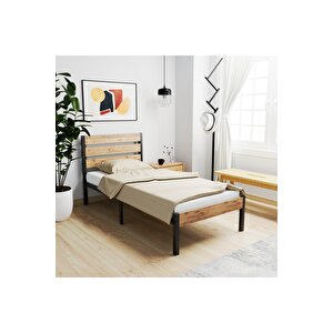 Arowana Tek Kişilik Metal Ahşap Karyola 90x190 cm